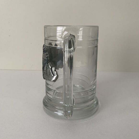 Boston Red Sox Beer Mug Clear Glass 15 Ounce with Silver Tone Metal Logo - Picture 4 of 10